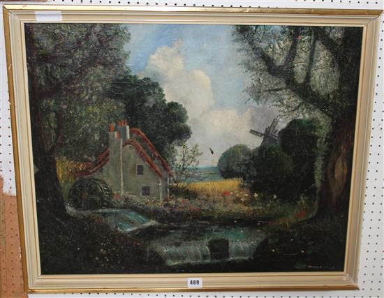 Cottage landscape oil Winston McOvoid